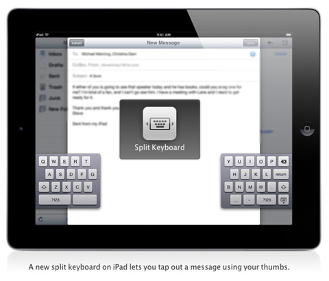 Разделенная клавиатура на iPad