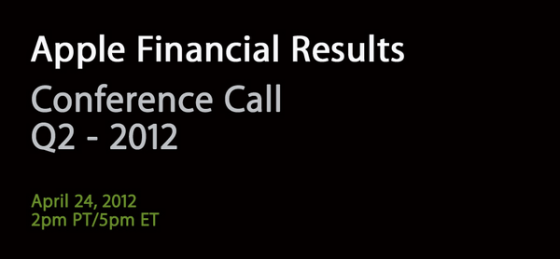 Apple огласит финансовые результаты Q2 2012 24-го апреля