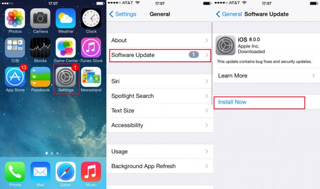 Обновление на ios 8